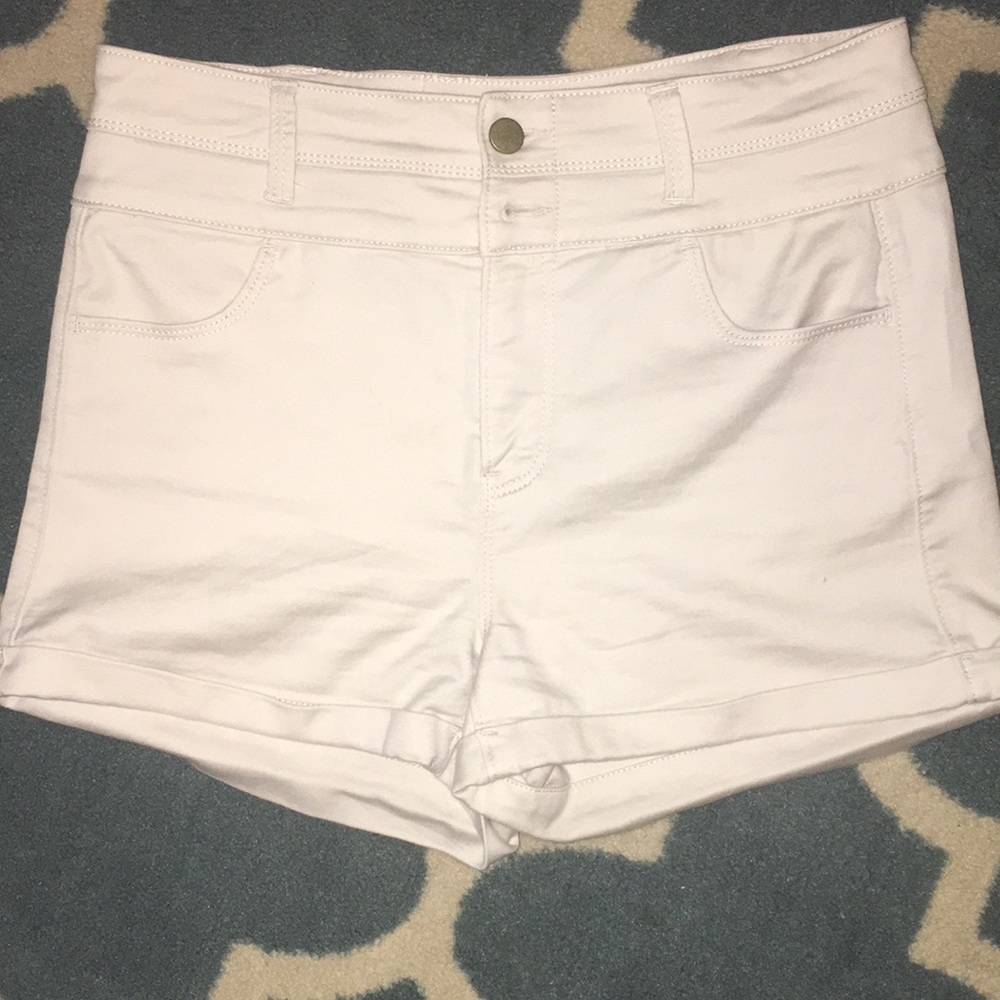 Love Fire White High-Waisted Shorts